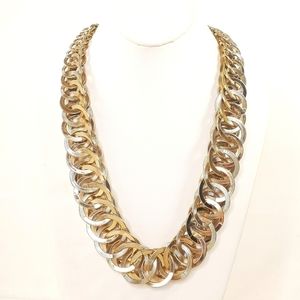 Baskin Brothers Necklace Heavyweight Gold Tone Hoop Loop Cuban Chain